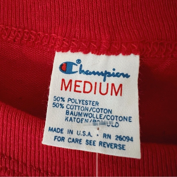 Vintage NOS 80’s Champion red solid single stitched blank t-shirt‎ size M New - Picture 7 of 7